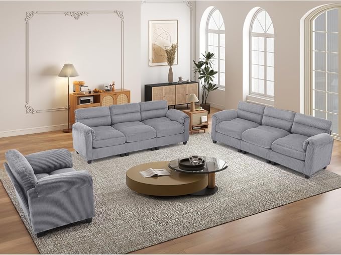 HAOMARKETS Corduroy Sofa Set, Upholstered Armchair and 3-Seater Sofa Sofa Set - Image 6