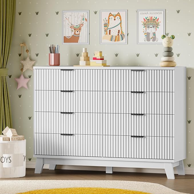 BORNOON 53" Tall Dresser for Bedroom, 8-Drawer Fluted Chest of Drawers - Image 8