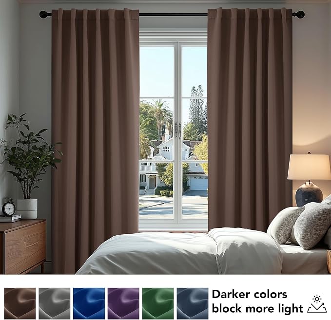 Deconovo Blackout Curtains, Thermal Insulated, W52 x L108 2 Panels, Back Tab - Image 4