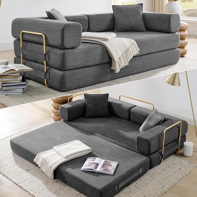 HANXIN Convertible Sleeper Sofa Bed, 78 Inch Folding Floor Mattress Couch by HANXIN