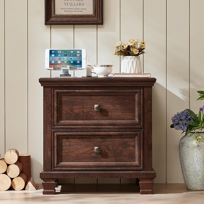 SAVOR LIFE Farmhouse Nightstand Set of 2, Rustic Low Nightstands - Image 7