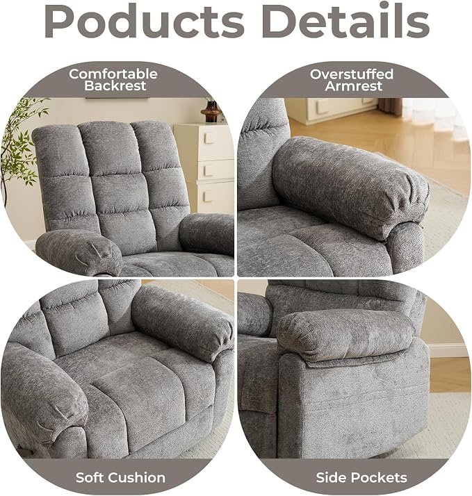 Swivel Rocker Recliner with Massage and Heat, Oversized Rocker Recliner with - Image 6