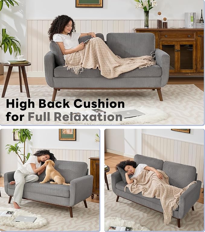 Kingfun 65" Corduroy Love Seat - Image 5