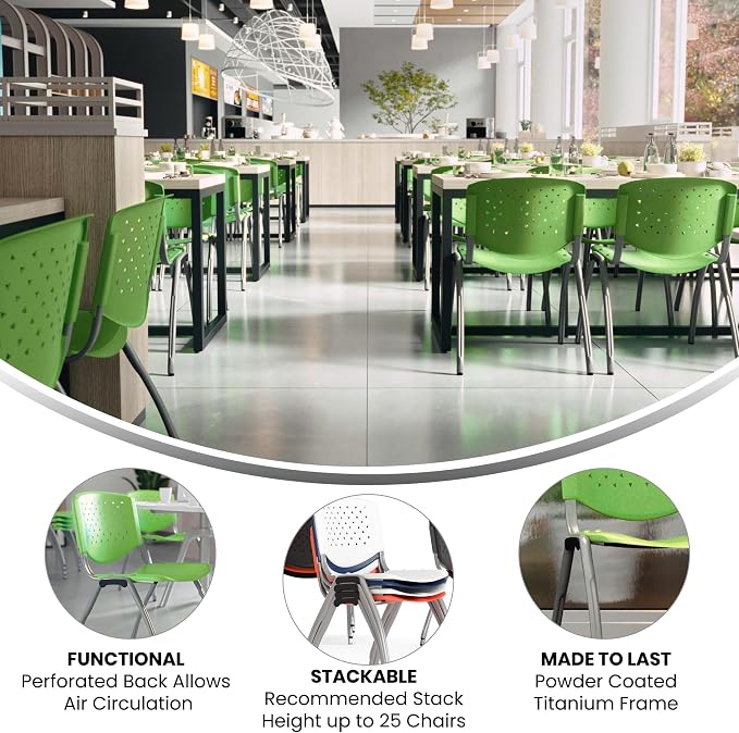 Flash Furniture HERCULES Series 880 lb. Capacity Green Plastic Stack Chair - Image 4