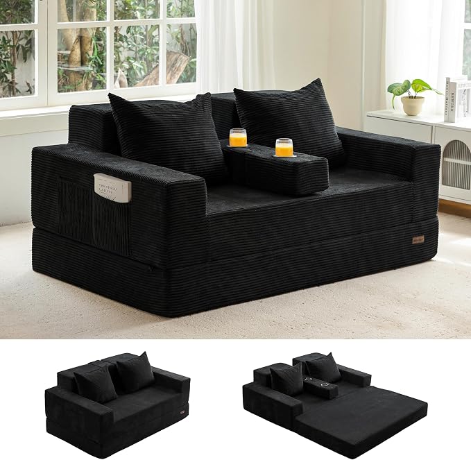 MAXYOYO Loveseat Sofa Bed, 4 in 1 Convertible Boneless Couch Folding Recliner by MAXYOYO