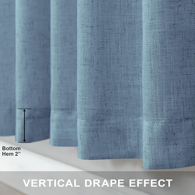 60 Inch Wide Blue Linen Curtains - Image 6