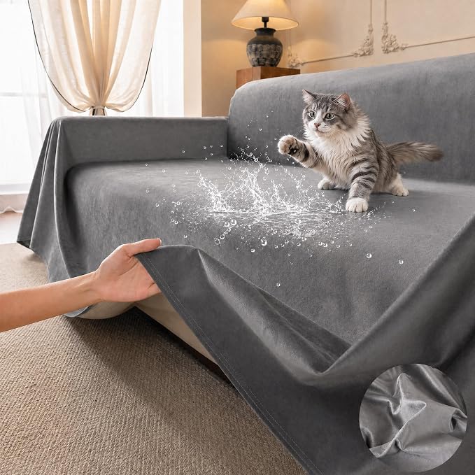 Loiion Velvet Sofa Cover, Ultra Soft Waterproof Non-Slip Couch Cover by Loiion
