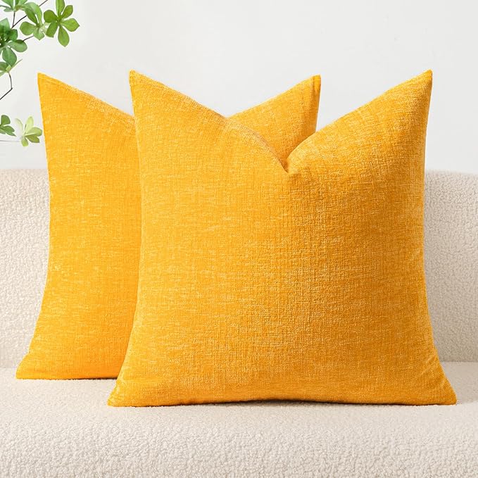 MIULEE Pack of 2 Couch Throw Pillow Covers 18x18 Inch Soft Goose Yellow by MIULEE