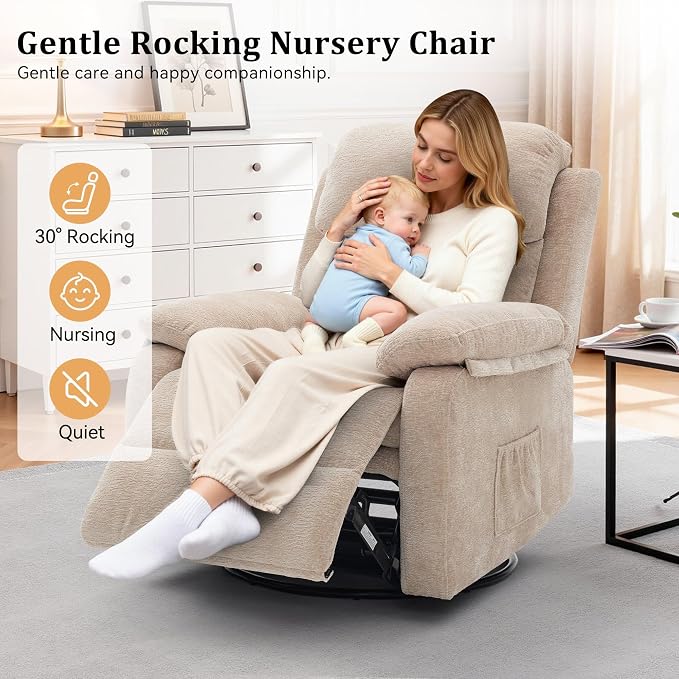 Korser Recliner Chair, 360 Swivel Rocker Chair - Image 5