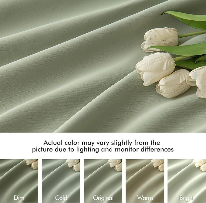 MIULEE Sage Green Back Tab Blackout Curtains 72 Inch Length 2 Panels Set - Image 8
