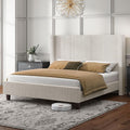HOWE King Size Bed Frame with 50.8" Tall Wingback Headboard, Modern Corduroy by HOWE