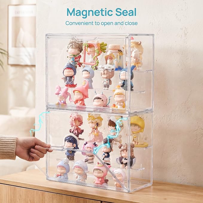 Vtopmart 2 Pack Acrylic Display Case, Stackable Figure Display Case - Image 4
