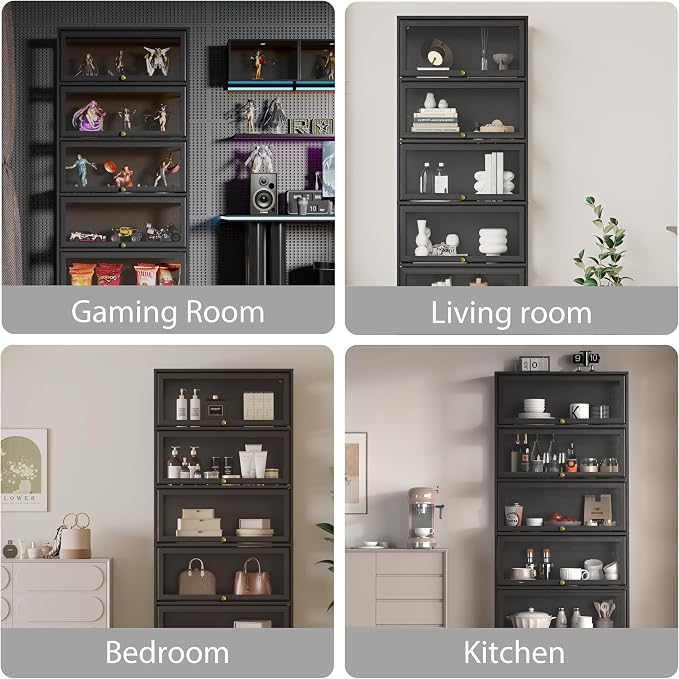 Display Cabinet with Acrylic Glass Doors, 5-Tiers Curio Cabinet with LED - Image 6