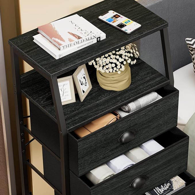 Furnulem Tall 4 Drawers Dresser, Vertical Storage Tower Black Dresser - Image 5