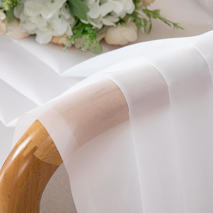 Chyhomenyc White Sheer Curtains 30 inch Length 2 Panels, Light Filtering Voile - Image 4