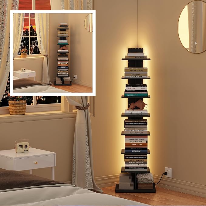 TUTOTAK Narrow Bookshelf, 8-Tier Bookcase - Image 8