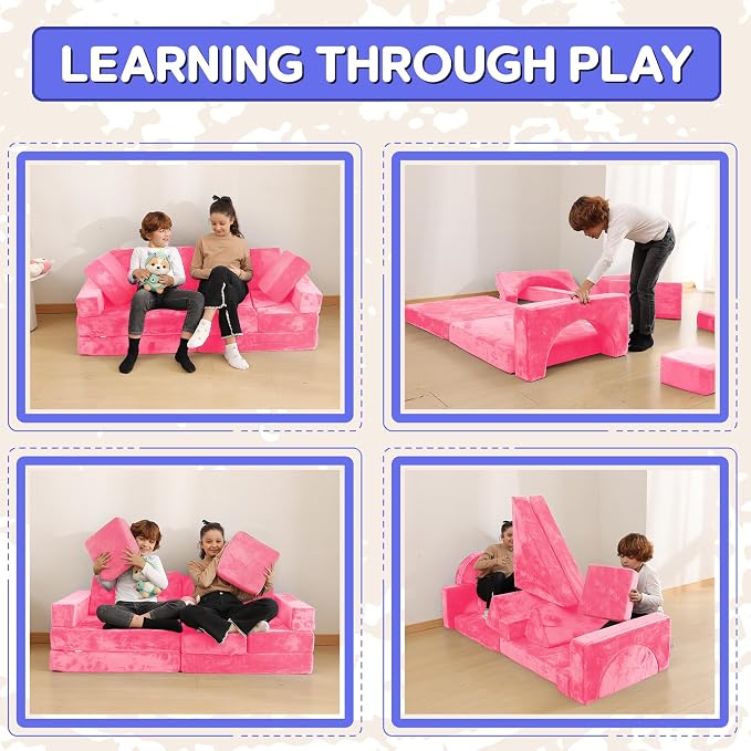 Contour Comfort Kids Couch 14 PC Modular Kids Play Couch Set – Convertible Sofa - Image 7