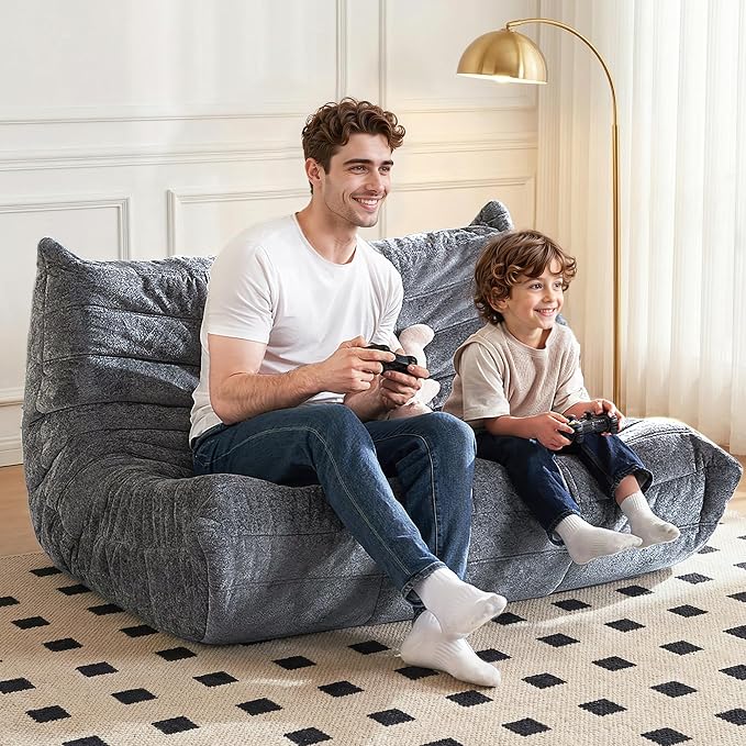 Bean Bag Chair, 2 Seater Lazy Bean Bag Sofa Memory Foam Couch, Giant Bean Bag - Image 4