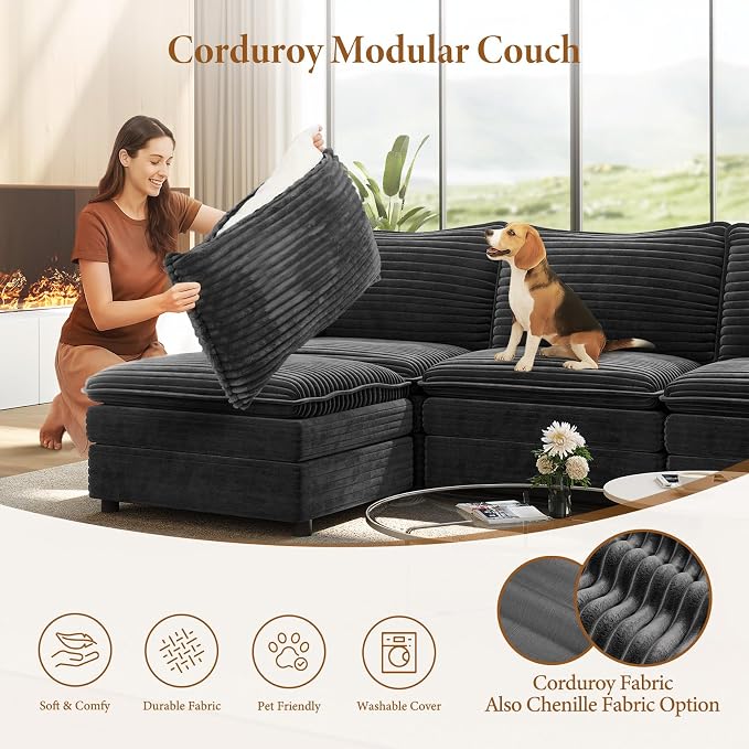 Vesgantti 142" U Shaped Sectional Cloud Couch, Large Cloud Modular Sectional - Image 6
