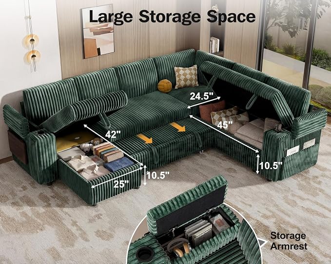 Vipbear 111" Modular Sectional Sleeper Sofa - Image 7