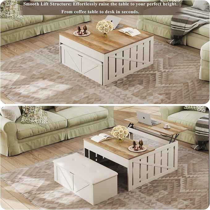 HUAHUU Coffee Table, 31.5 Lift Top Coffee Tables - Image 3