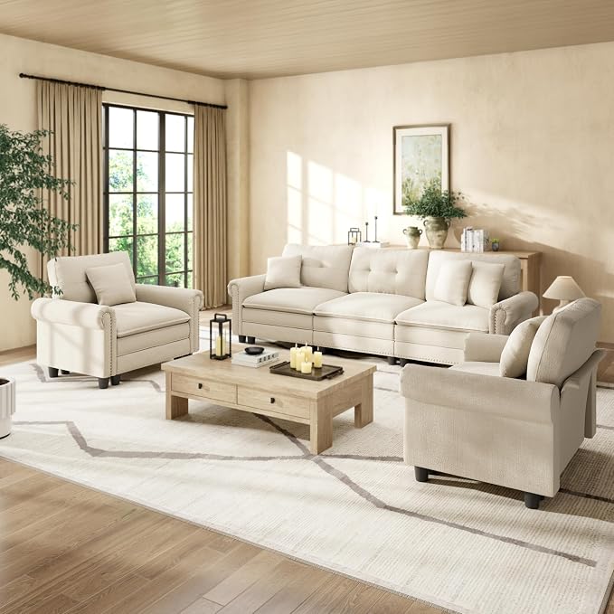 HERA'S HOUSE 3 Pieces Modular Sectional Sofa Sets, Oversized Couch Set by HERASHOUSE
