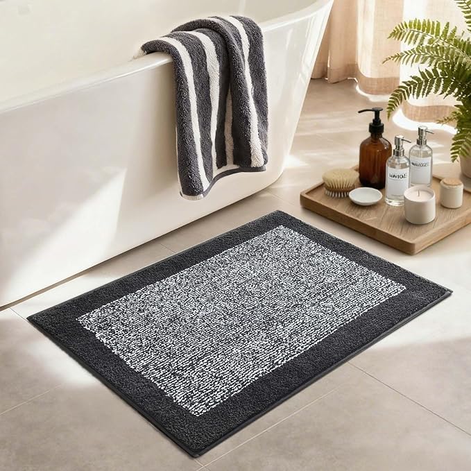 Bathroom Rugs 30x20 Non Slip Washable, Dark Blue Bath Mat - Image 3