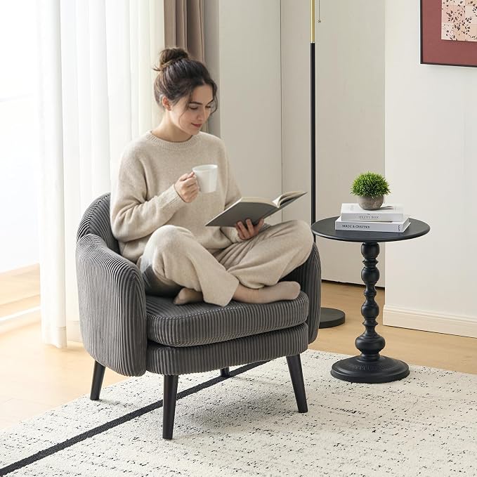 VINGLI 30.3" Wide Modern Barrel Accent Armchair by VINGLI