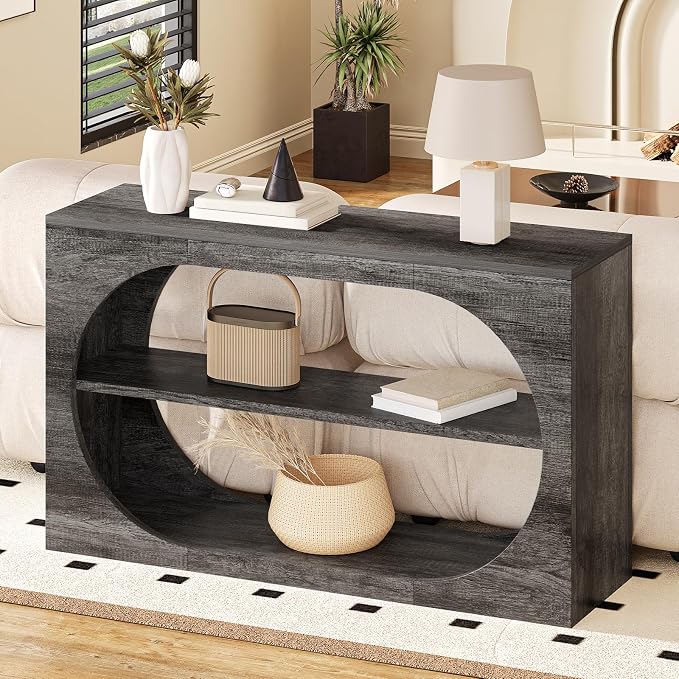 Console Table, 55-Inch Entryway Tables 3-Tier Wood Narrow Sofa Tables - Image 3