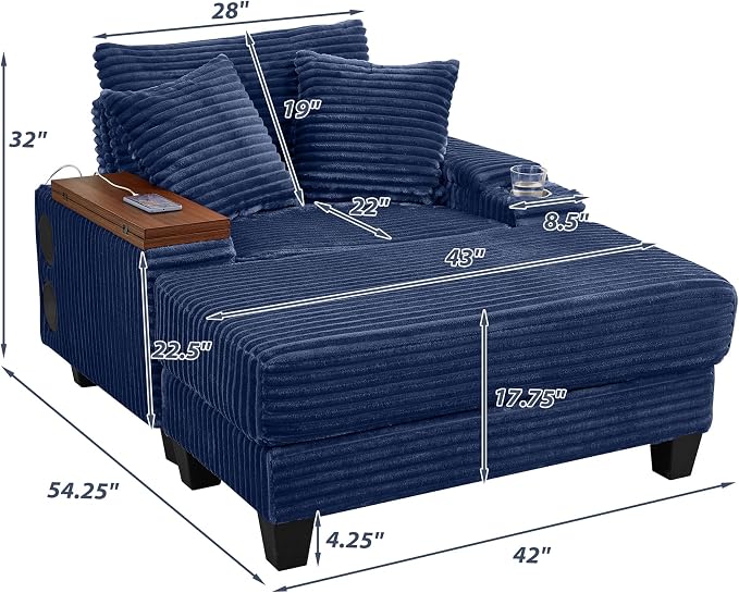 KEIKI Corduroy Storage Armrest Sofa, Single Versatile Seat - Image 3