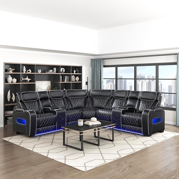 Lexicon 118" Power Reclining Sectional Sofa, Wall Hugger, 2 Recliner Seats - Image 9