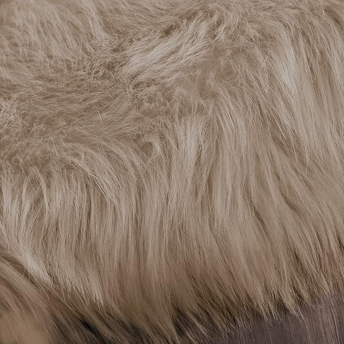 Latepis Light Brown Beige Faux Sheepskin Fur 2x10 Runner Rug - Image 7