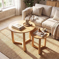 Giantex Round Nesting Coffee Table Set of 2, Wood Nesting End Tables by Giantex