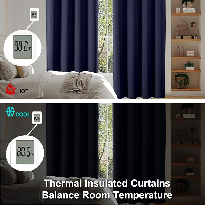 Simplebrand Ava Navy Blue Short 30 Inches Blackout Curtain 2 Panels Set - Image 7
