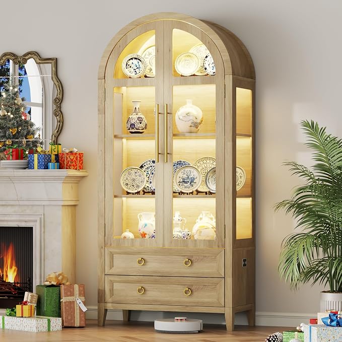 Vlsrka 71" Arched Curio Cabinet - Image 8