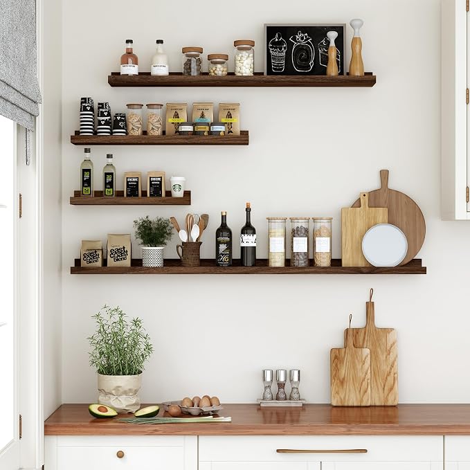 Floating Shelves for Wall, 24 inch Wood Floating Shelves Set of 2, Picture - Image 4