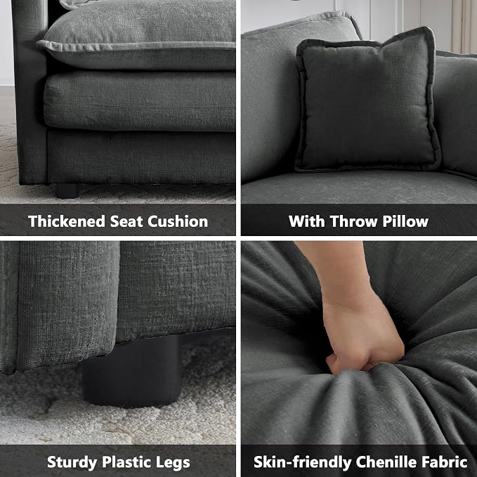 mikibama Luxury 3 Piece Sofa Set, 2 Pieces of Single Sofa and 1 Piece of 3 - Image 4