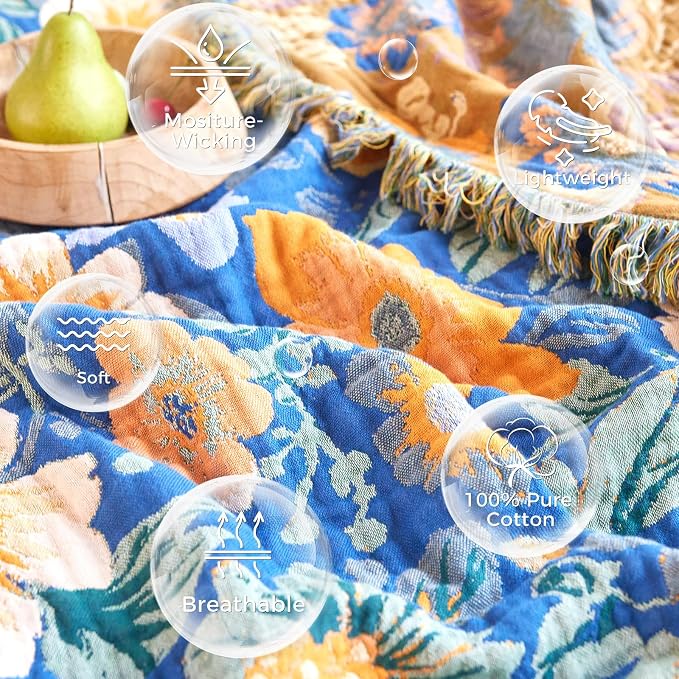 LUTBM Boho Throw Blanket for Bed Cotton Summer Blankets for Bedroom Living Room - Image 7
