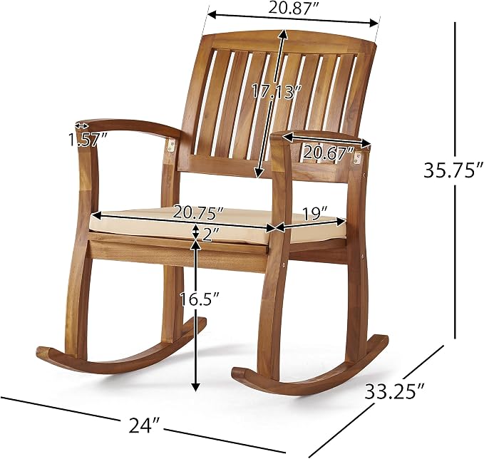 Christopher Knight Home Selma Acacia Rocking Chair - Image 3