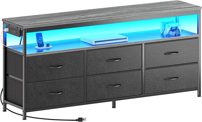Huuger LED TV Stand for Bedroom, 55 Inch Fabric Dresser - Image 9
