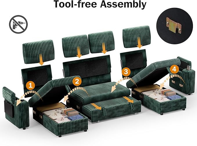 Vipbear 108" Modular Sectional Sleeper Sofa - Image 4