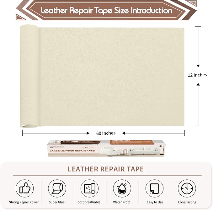 KING MOUNTAIN Leather Repair Patch, 12 x 60 Inches self Adhesive Leather Repair - Image 4