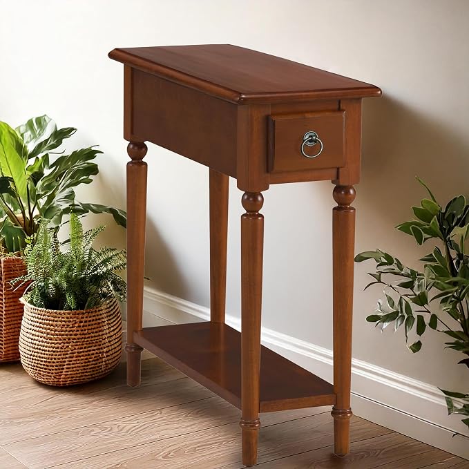 Leick Home Coastal End Table, Solid Wood, 1 Drawer, Bottom Display Shelf - Image 2