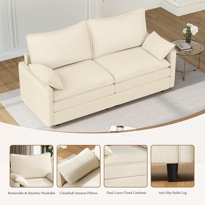 Vesgantti 74" Loveseat Sofa for Living Room, Comfy Cloud Couch Deep Seat - Image 6