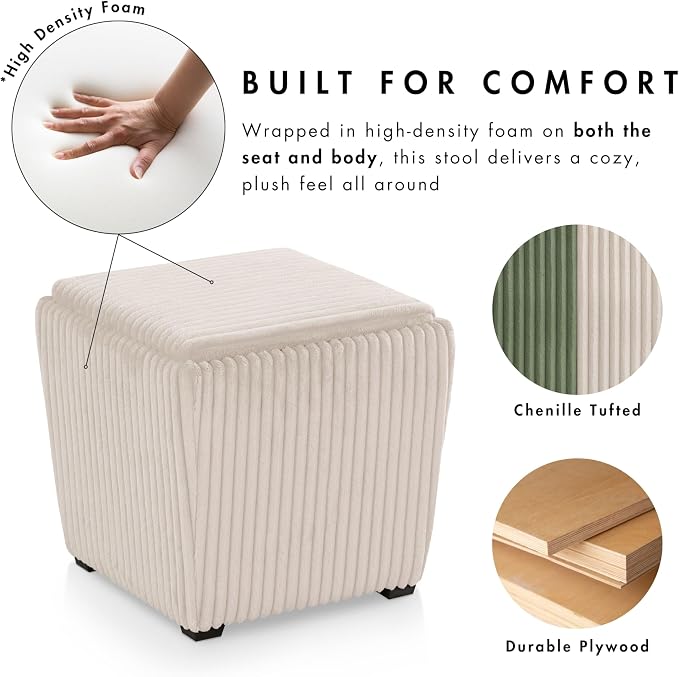 Furniture of America Lennox Modern Chenille 17-inch Square Storage Ottoman - Image 4