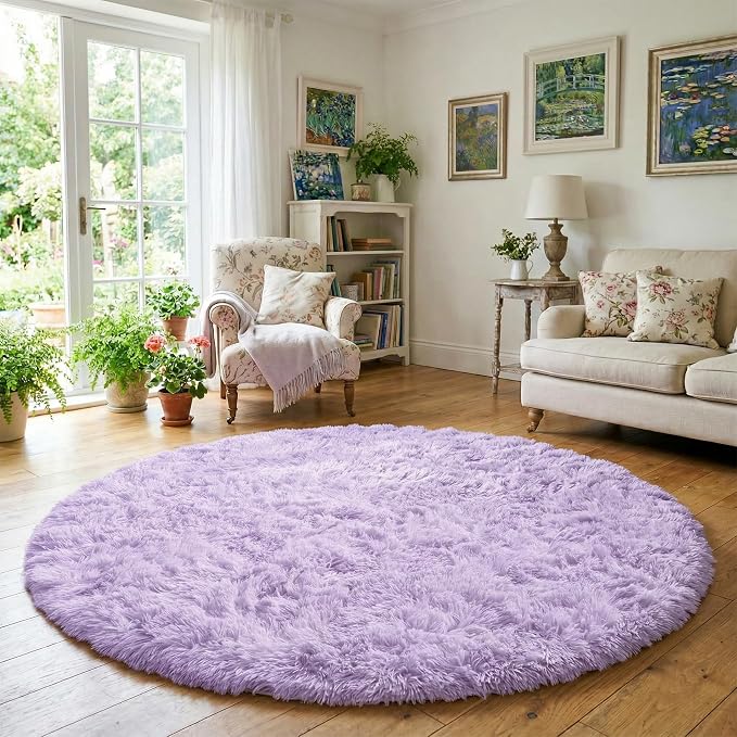 Amdrebio Light Purple Large Round Rugs 8Ft - Image 5
