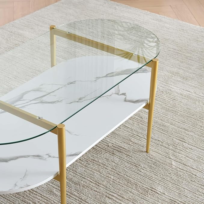 LumFurn Oval Coffee Table, Mid-Century Modern Design, L41 x W21 x H17 inch - Image 7