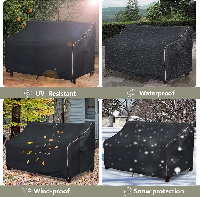 Outdoor 2-Seater Loveseat Cover, Patio Sofa Covers Fits up to 58W x 32.5D x 31H - Image 9