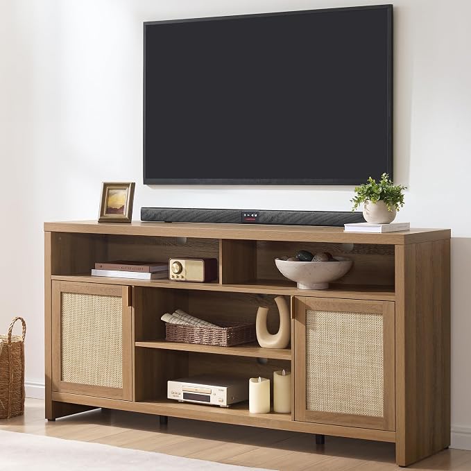 SICOTAS 63" Rattan TV Stand for 55" 65" TV by SICOTAS