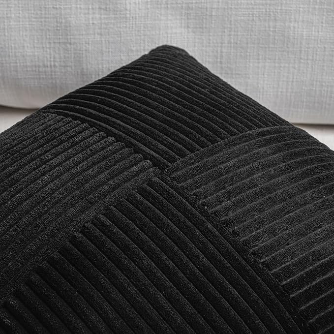 Fancy Homi 2 Packs Black Big Decorative Throw Pillow Covers 24x24 Inch - Image 3